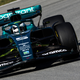 Sebastian Vettel in his Aston martin F1 car in Barcelona